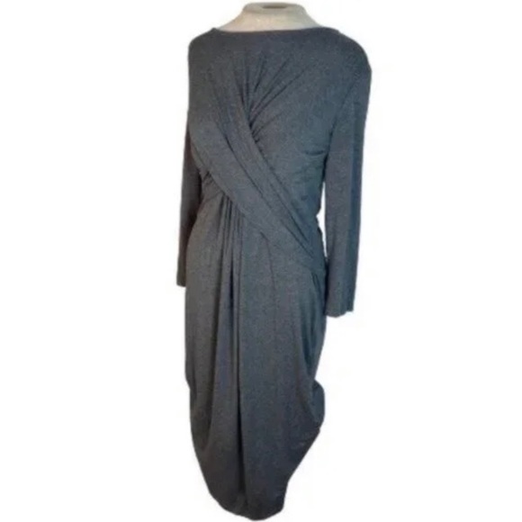 Isabella Oliver Maternity Dress Criss Cross Sz 10 (4) Grey Midi Minimalist - Picture 2 of 10